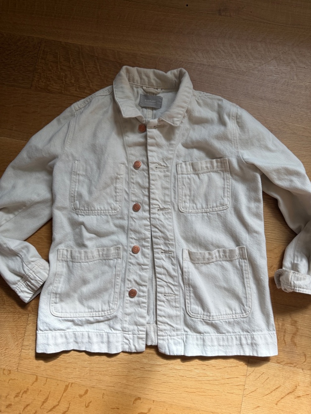 Everlane Cream Utility Jacket with Copper Buttons